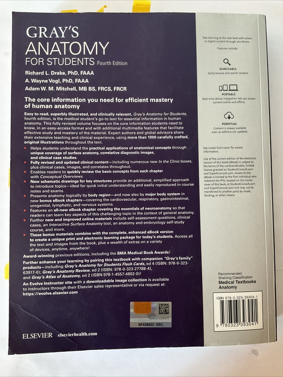 Gray's Anatomy for Students Paperback Fourth Edition 9780323393041