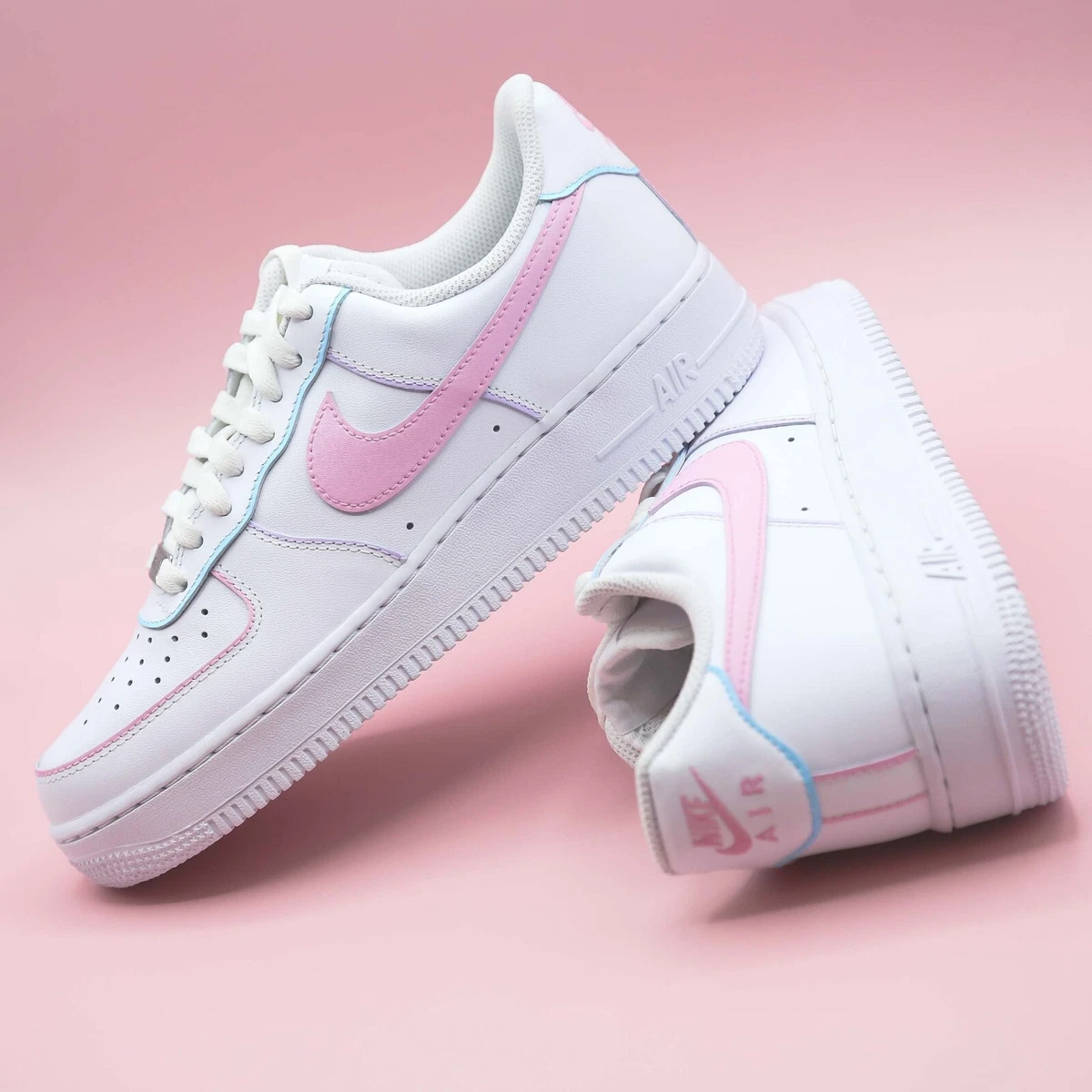 nike air force 1 blue and pink swoosh