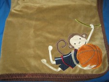 Lambs  Ivy Monkey with Basketball Camel Brown Baby Blanket