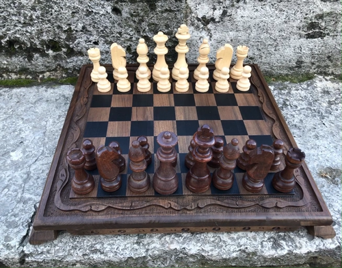 Luxury Wooden Chess Set Staunton Pieces with Vintage Chess Board π - Video 1 of 1