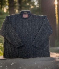 Vintage Abercrombie Fitch Speckled Wool Sweater Men's XL Cable Knit Fisherman