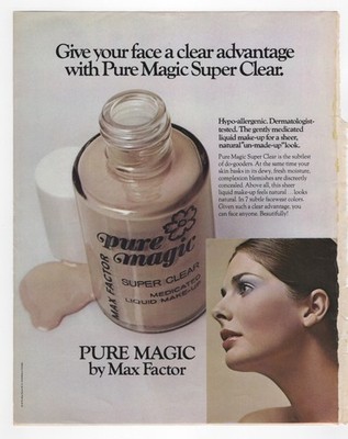vintage 1972 large size mag print ad PURE MAGIC by Max Factor make-up