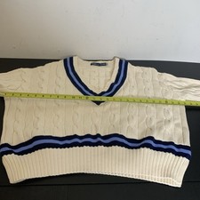 Polo Ralph Lauren - Iconic Cricket Cable Knit Cream Navy Sweater - Size: XL