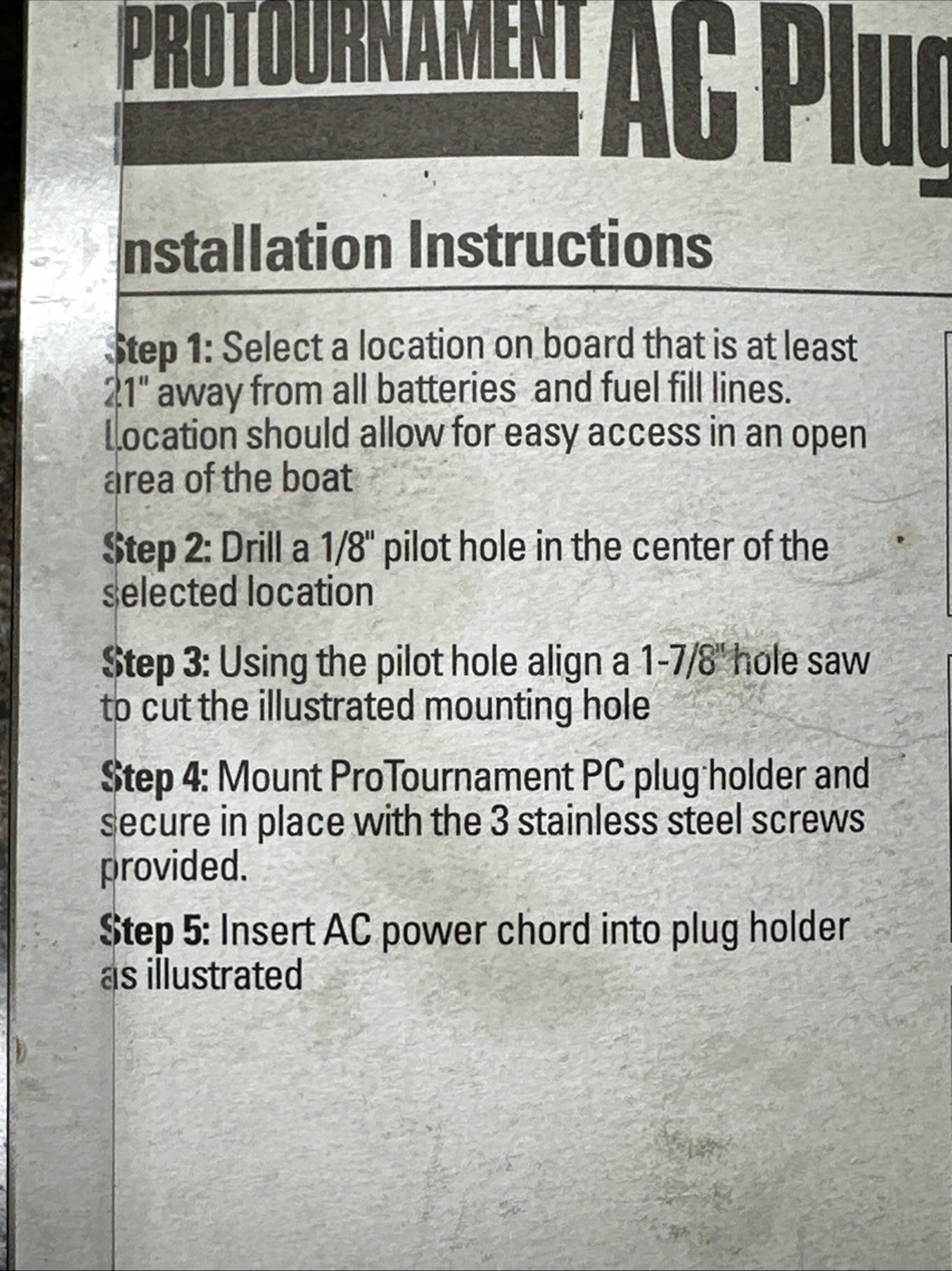 ProMariner ProTournament AC Plug Holder 51200 New Sealed Pkg