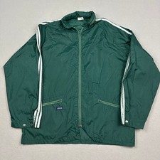 Vintage Adidas Jacket Men Large Green Full Zip Windbreaker Track Hooded L