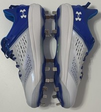 Under Armour Men's Size 8 Yard Low MT Metal Baseball Cleats Royal Blue White