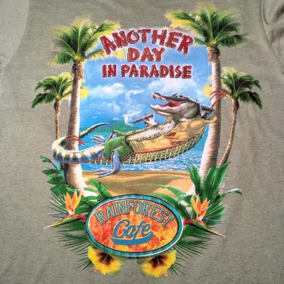 Rainforest Cafe Shirt Small Green Croc Hammock Paradise Cigar Beach Coastal Surf