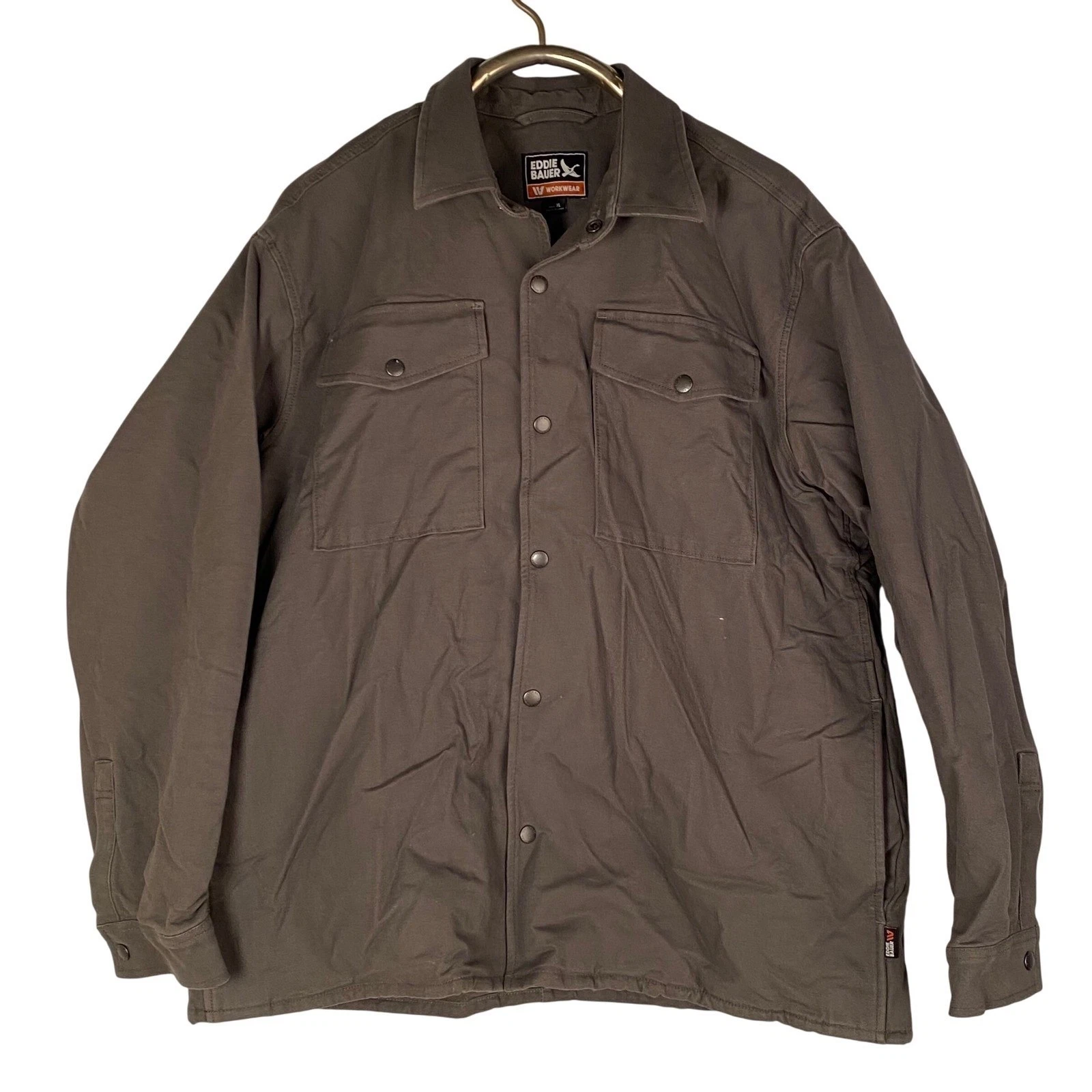 Eddie Bauer Workwear Men's XL Insulated Field Jacket Brown Cotton Snap Front
Opens in a new window o