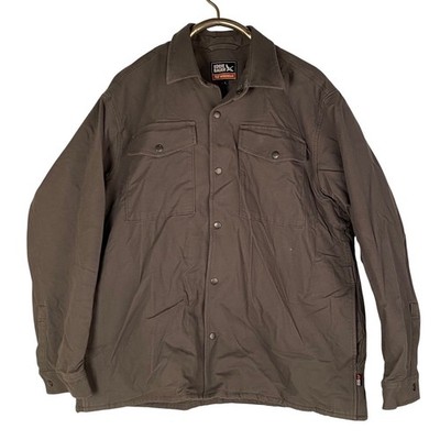 Eddie Bauer Workwear Men's XL Insulated Field Jacket Brown Cotton Snap Front