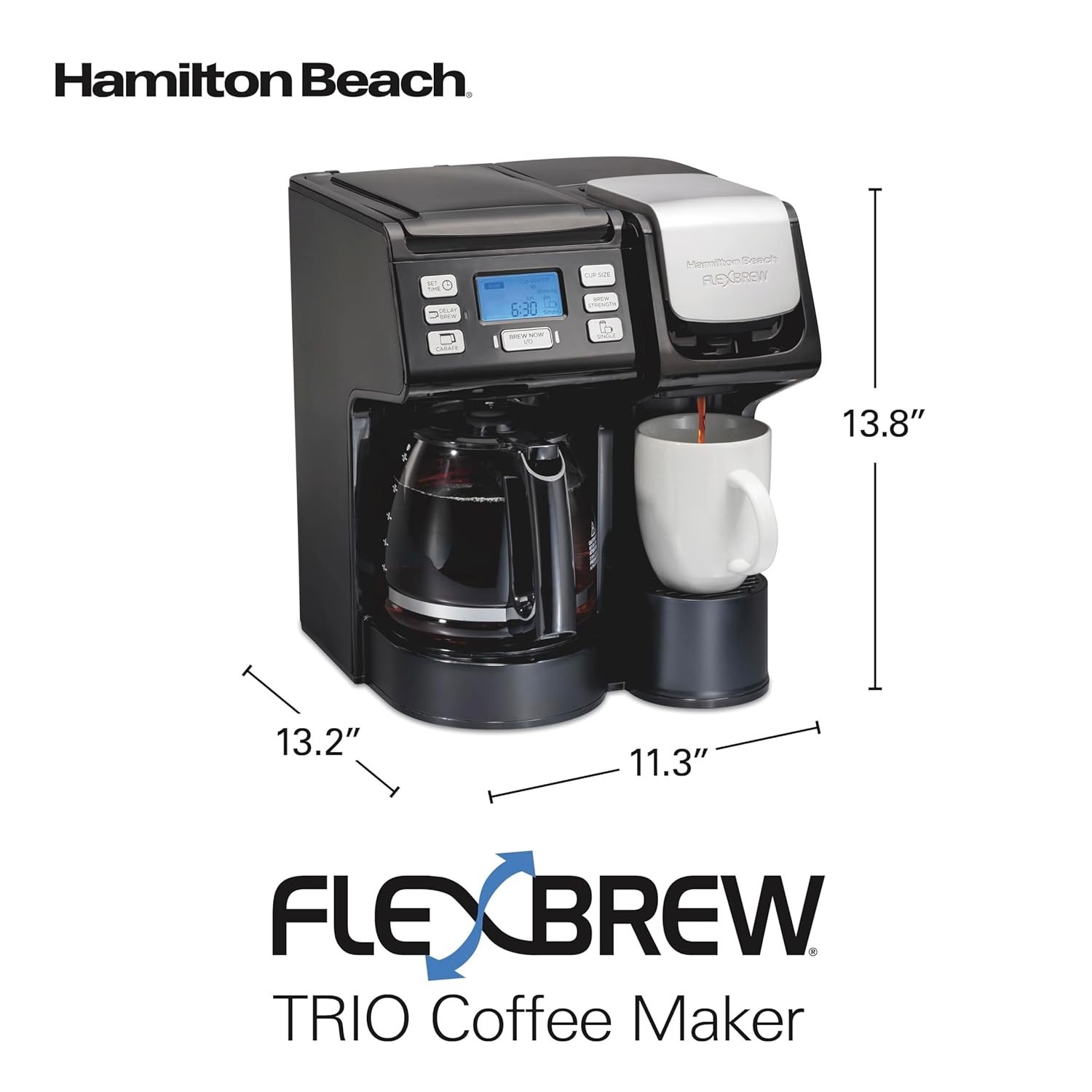 FlexBrew Trio 2-Way Coffee Maker Compatible w/K-Cup Pods or Grounds Fast Brewing
