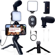 Kit Smartphone Vlogging for iPhone/Android w/ Light Microphone Tripod Holder