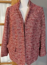 90s Talbots Tweed Cropped Blazer Jacket 18WP Open Front Red Academia Preppy City