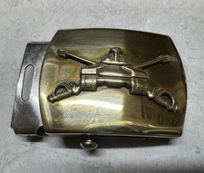 Vintage Brass Belt Buckle US Army Armor Division Made In USA Tank Military