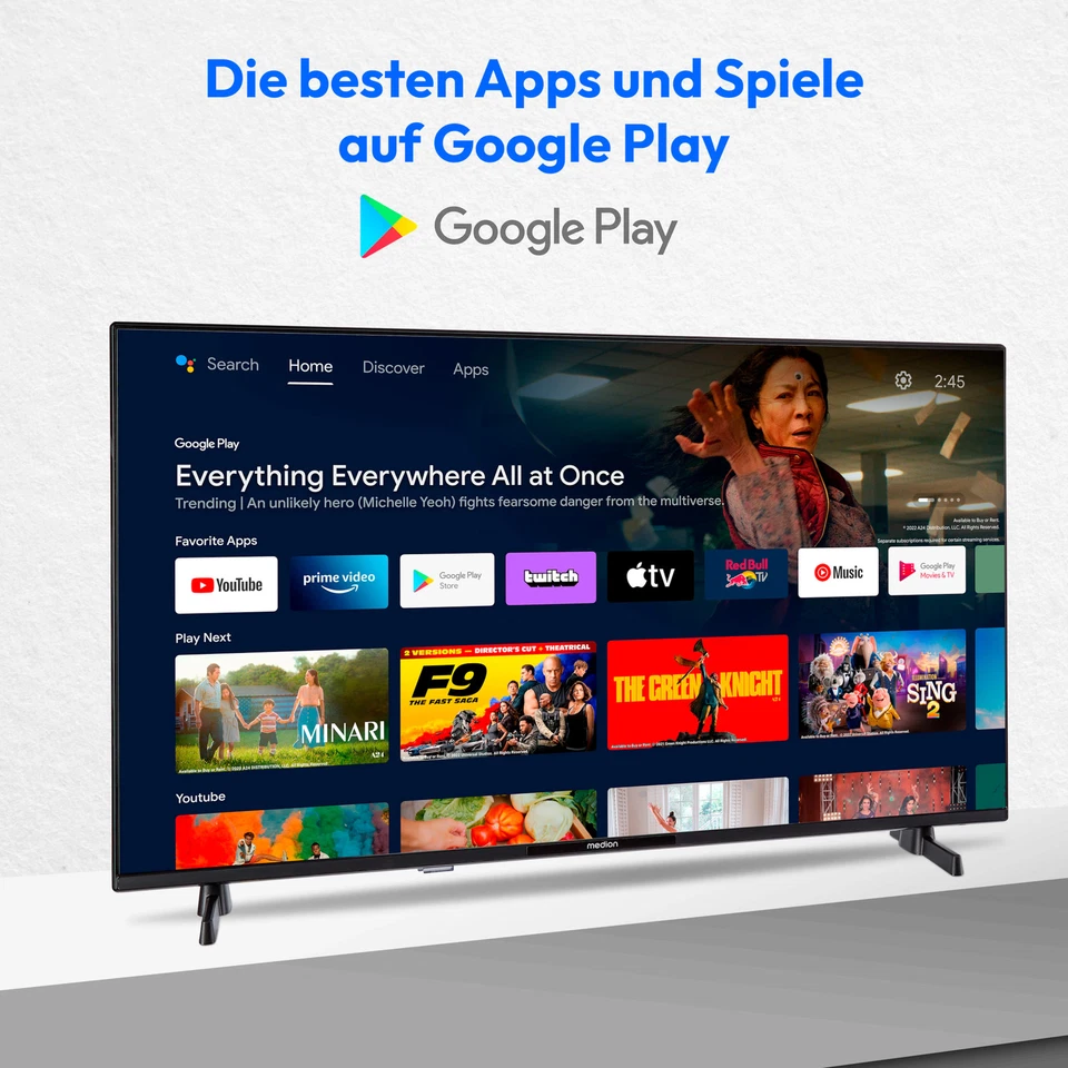 MEDION P8322500 32 Zoll FHD Fernseher Android TV Smart TV HD Triple Tuner PVR - Bild 4 von 4