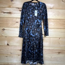 NWT MNG Mango Italian Fabric Print Dress Womens XXS Long Sleeve 