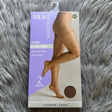 Silk Impressions Ultra Fine Sheer Tights Women's Size XL Cocoa High Waist Silky