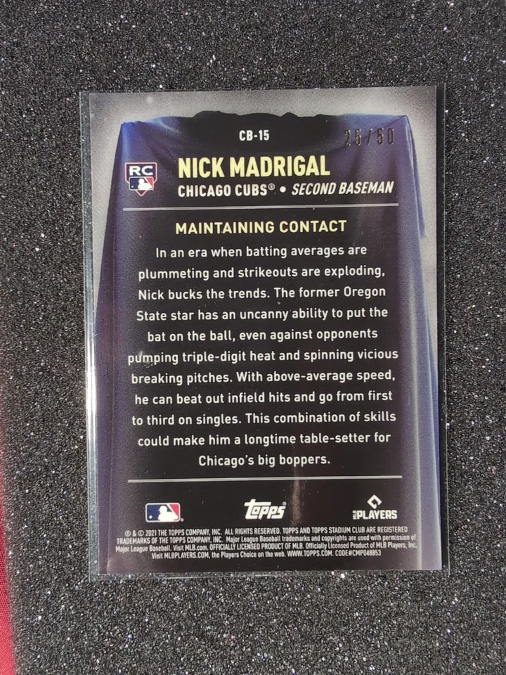 2021 TOPPS STADIUM CLUB CHROME GOLD REFRACTOR ROOKIE NICK MADRIGAL RC 25/50  - Image 4 of 4