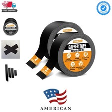 Gaffers Tape Black  2 Inch Wide x 30 Yards Per Roll 180 Ft Pro Gaff Tape  D...