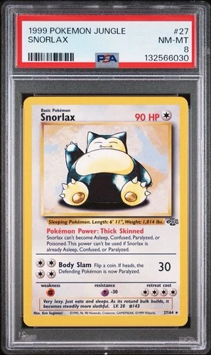 1999 Pokemon Jungle #27 Snorlax PSA 8 NM-MINT Trusted Seller! Free Ship NEW CERT