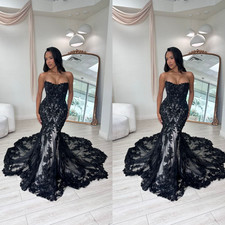 Mermaid Wedding Dresses Off Shoulder Lace Appliques Gothic Black Bridal Gowns