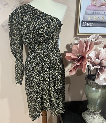 IRO Morello One Shoulder Animal Print Silk Party Mini Dress Size 36/4US $495
