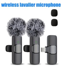 Wireless Lavalier Mini Clip-On Microphone 2-Pack Phone Vlog Noise Reduction Type