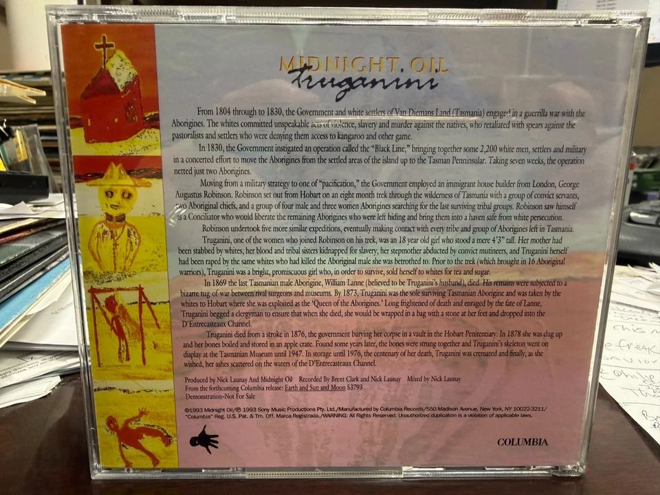 MIDNIGHT OIL TRUGANINI CD 1993 COLUMBIA csk 74933 ALT ROCK DJ PROMO UNPLAYED - Image 2 of 2