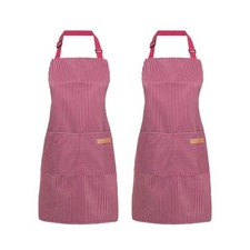 2 Pack Cooking Aprons Adjustable Bib Apron for Women with 2 Wine Pinstripes