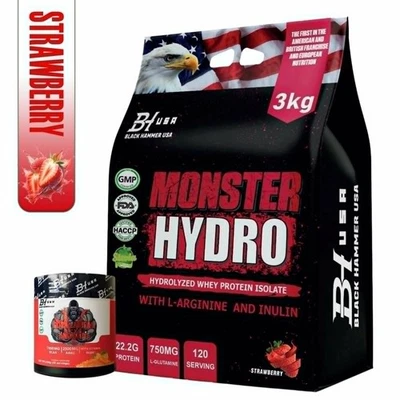Monster Hydro Whey Protein 3KG | Hydrolyzed Whey + FREE BCAA | Black Hammer USA - Bild 1 von 4
