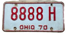 LICENSE PLATE PLATES Ohio Quad Eights  8888 H 1974