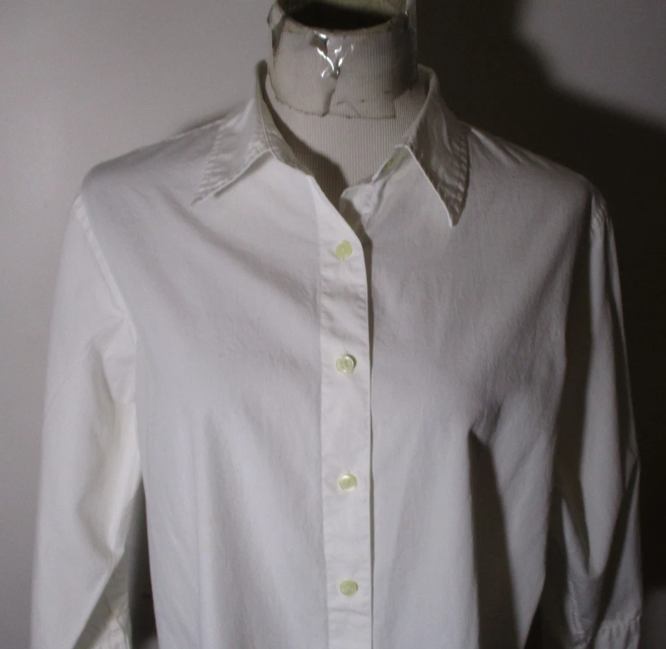 L.L. Blusa para mujer BEAN blanca de algodón manga larga o 3/4 talla XL Foto 2 de 4