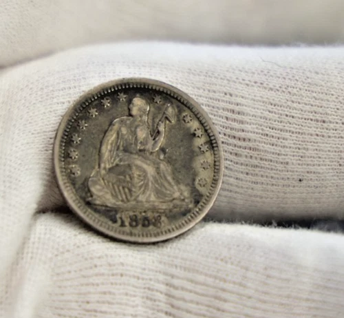 1858 US Seated Liberty Quarter 25c VF (Dark)