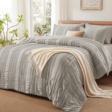 DHSFKBE Grey Tufted Comforter Set King Size 7 Piece Bed in a King, Light