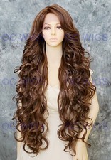 Extra Long Loose Curly Lace Front Human Hair Blend Wig Blonde/Brown/Auburn Evez