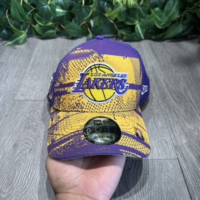 Men's New Era Purple/Gold Los Angeles Lakers Tip Off A-Frame Trucker 9FORTY