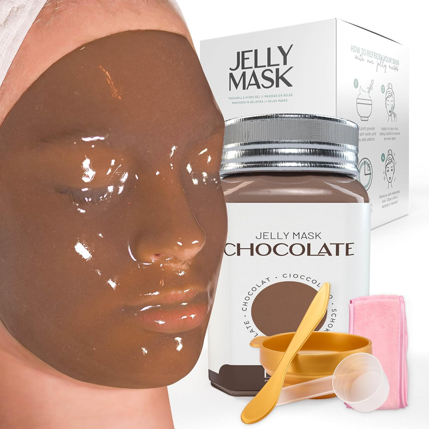 Masque hydro peel-off anti teint terne au chocolat pot 500g pour peau sèche