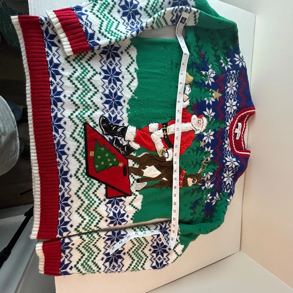 Kohl's Celebrate Together Large Ugly Christmas Sweater Santa Reindeer Snowflakes - Image 4 of 4