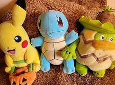 Lot Of 3 Pokemon 8 Inch Plush Wct Jazware Pikachu, Squirtle