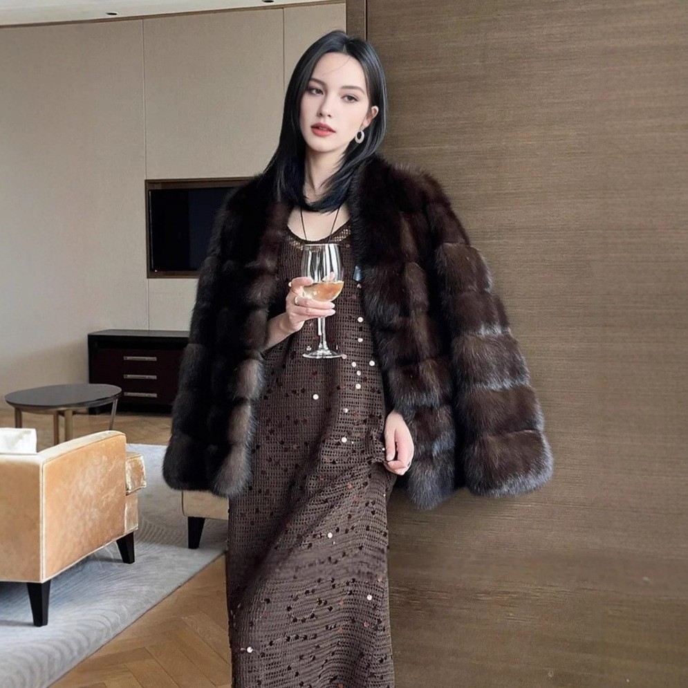 Winter Women's Mink Fur Coat Thicken Warm Fashion Warm Luxury Mink Fur Jackets