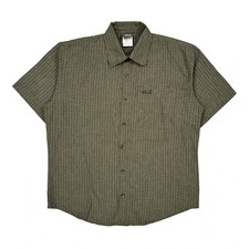 Jack Wolfskin Checked Short Sleeve Shirt - Large Green Cotton