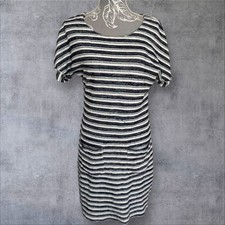 Weird Fish Midi Dress striped jersey Blue Cotton Blend UK 12 lovely A5