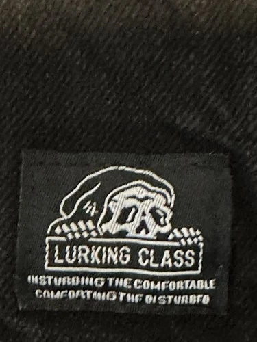 Lurking Class by Sketchy Tank Disconnect Black Denim Skull Jacket Men’s Large L image 5