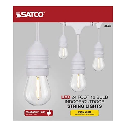  S8038 LED Indoor/Outdoor String Lights, S14 Bulbs, 24 Feet - S14 Bulbs White - Picture 4 of 6