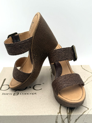 BOC B.O.C. Born Concept Ginerva Wedge Heel Slip On Sandals T.Moro size 7 Brown