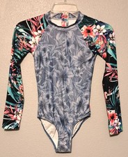 Seafolly Girls Size 10 One-piece Swimsuit Multicolored Floral Long Sleeve Vacay
