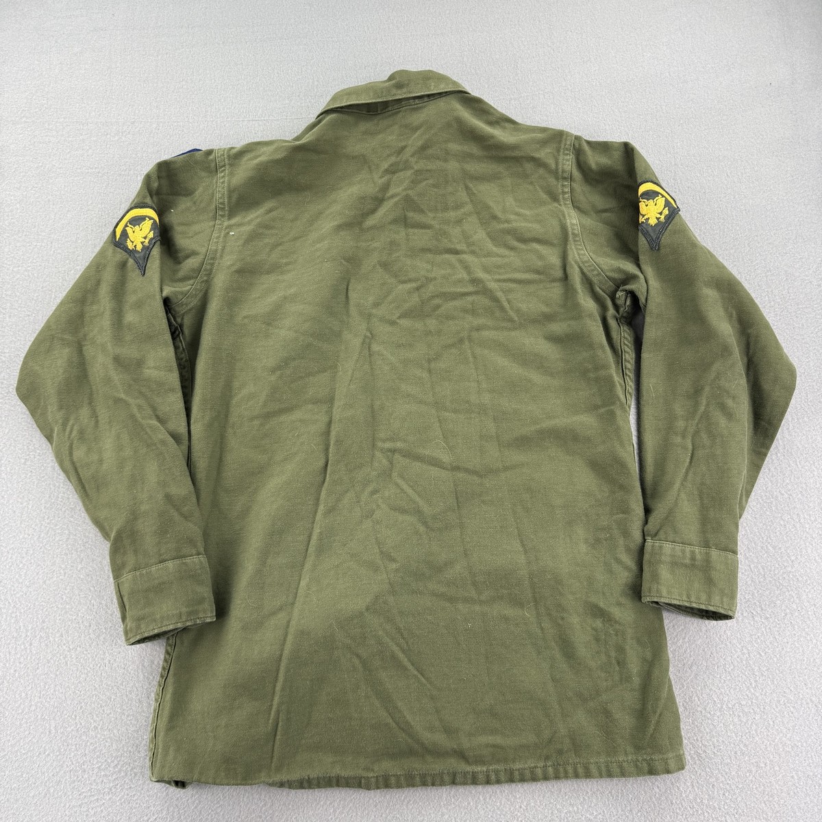 Vintage US Army Field Shirt Mens Small OG-107 Sateen Patch Vietnam
