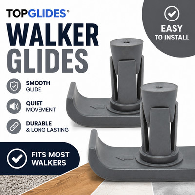 2PCS Top Glides Universal FlexFit Walker Ski Glides - 1 Pair