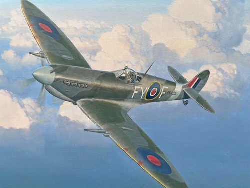 Original Aviation Art: Spitfire Mk9 original oil painting - Picture 2 of 3