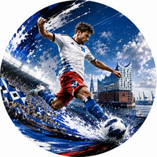 Blechschildrund 20cm Fussball Bundesliga Hamburg  Geschenk f&uuml;r Fan