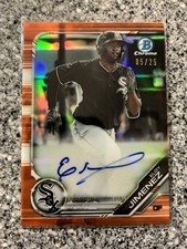 2019 Bowman Chrome Eloy Jimenez Chrome Prospect Autograph Orange Refractor 5/25